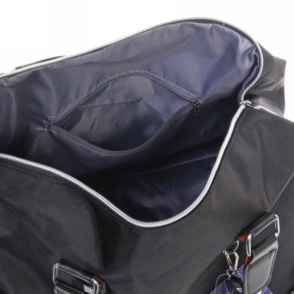 Сумка спортивная «Sports style», на молнии, с белой полосой, цвет черный, 40*22*26 см