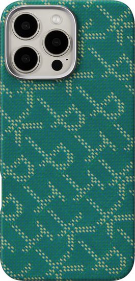 Чехол Pitaka Monogram Ultra-Slim для iPhone 17 Pro Max, зелено-золотой