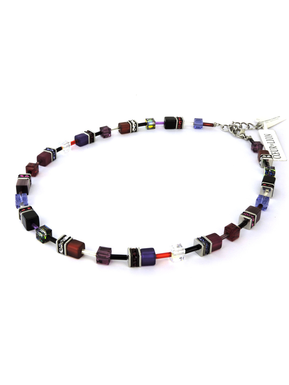 4640 Coeur de Lion стильное фиалково-аметистовое колье с кристаллами Сваровски. Ручная работа.