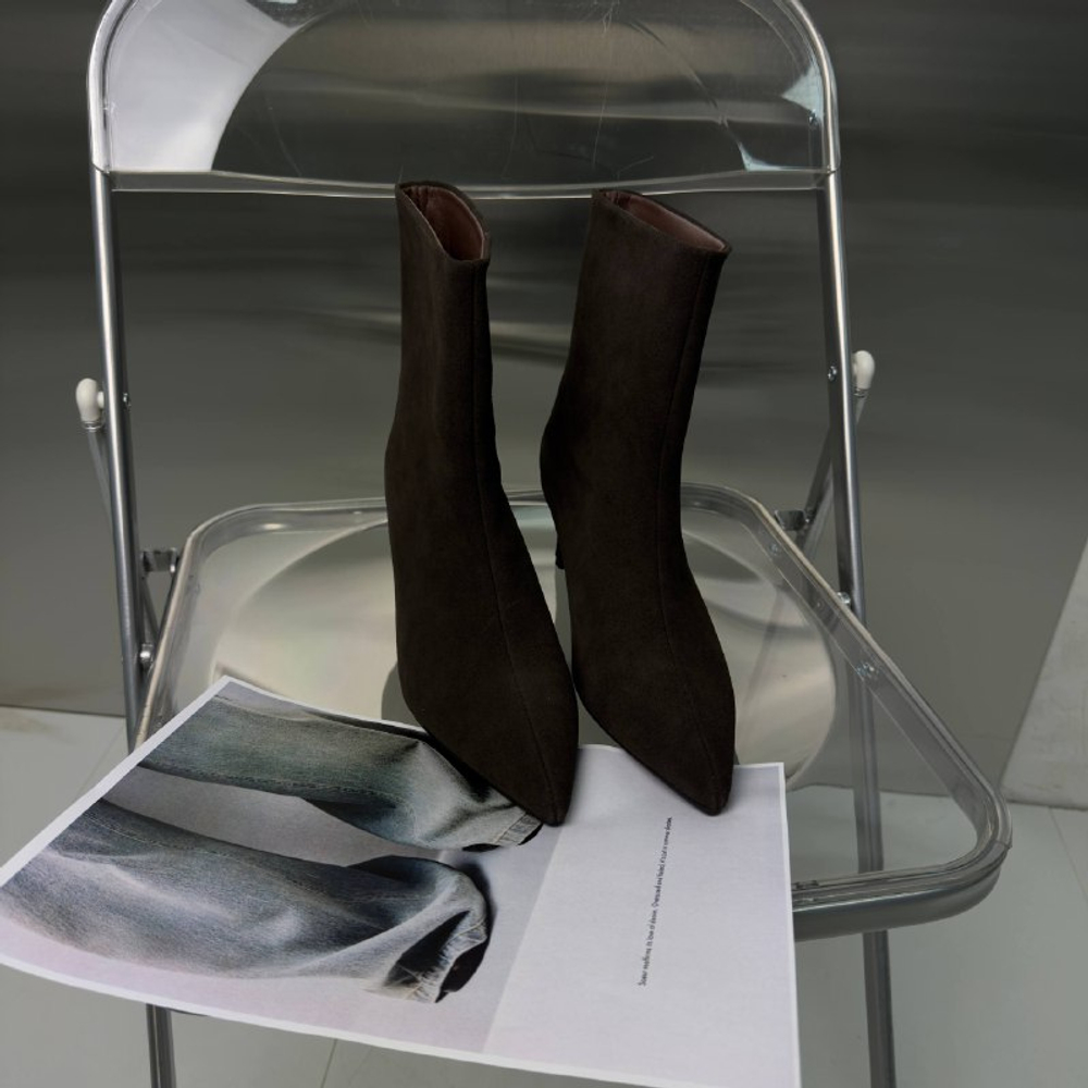 Ботильоны женские натуральная кожа артикул 8073-29 цвет "тёмно-коричневый"