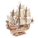 Корабль "Утренняя Звезда - 2" (Lemmo). Бежевые паруса, Сборная модель, деревянный конструктор, 3D пазл, подарки, хобби, короблестроение, судомоделизм, белые паруса