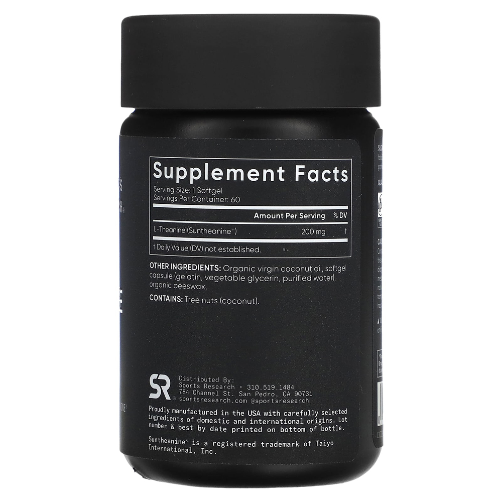 Sports Research, L-теанин, 200 мг, 60 капсул