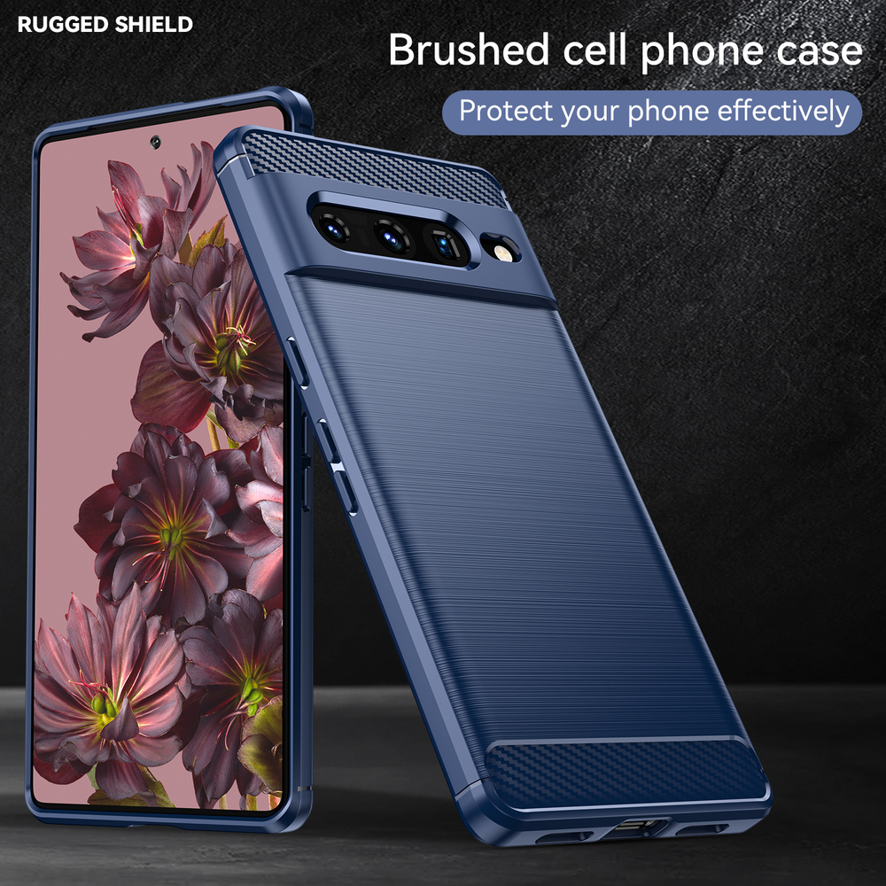Мягкий чехол синего цвета для смартфона Google Pixel 7 Pro, серия Carbon от Caseport