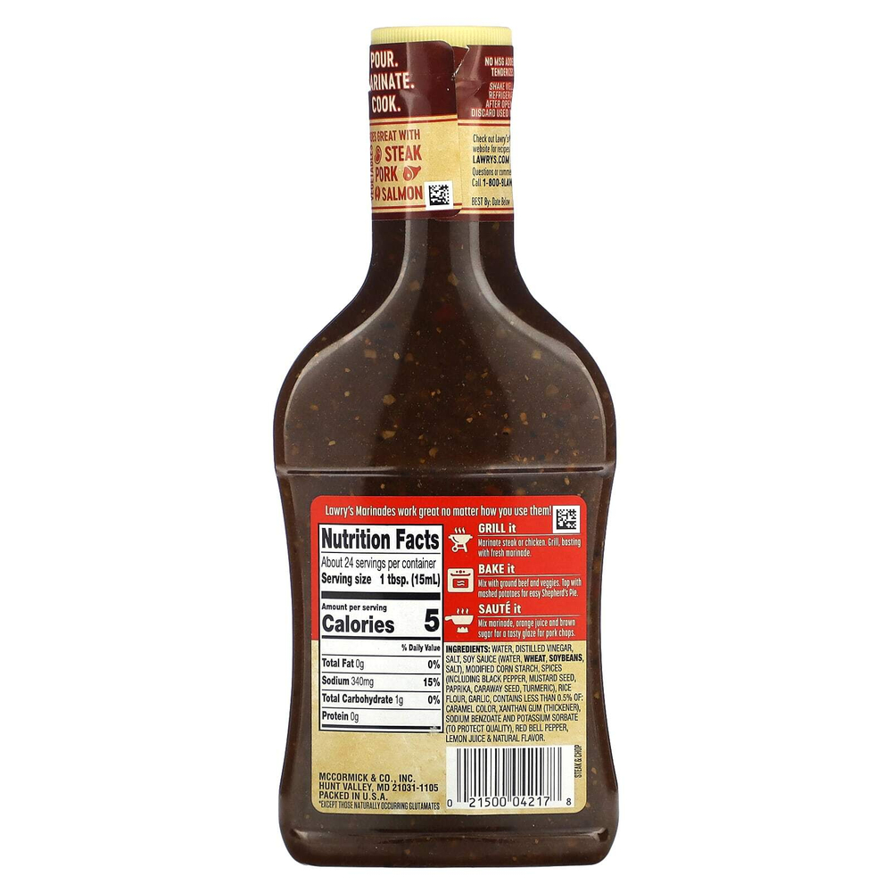 Lawry's, маринад, для стейков и отрубей, 354 мл (12 жидк. унций)