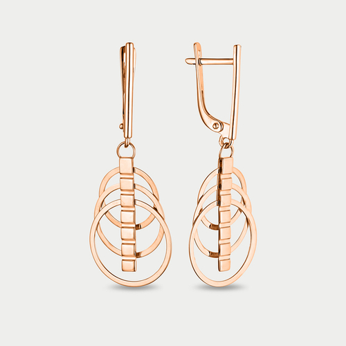 Длинные серьги из розового золота 585 пробы для женщин без вставок (арт. 501372-1000)