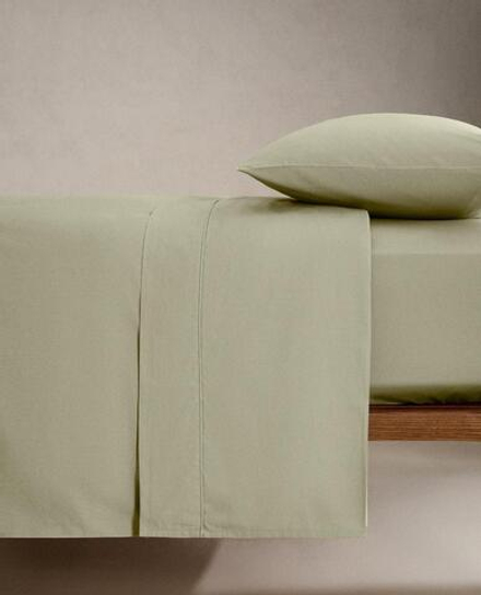 ZARA HOME (300 НИТЕЙ) ПРОСТЫНЯ ИЗ ПЕРКАЛЯ | ВЫСОТА 40 СМ, СВЕТЛО-ЗЕЛЕНЫЙ