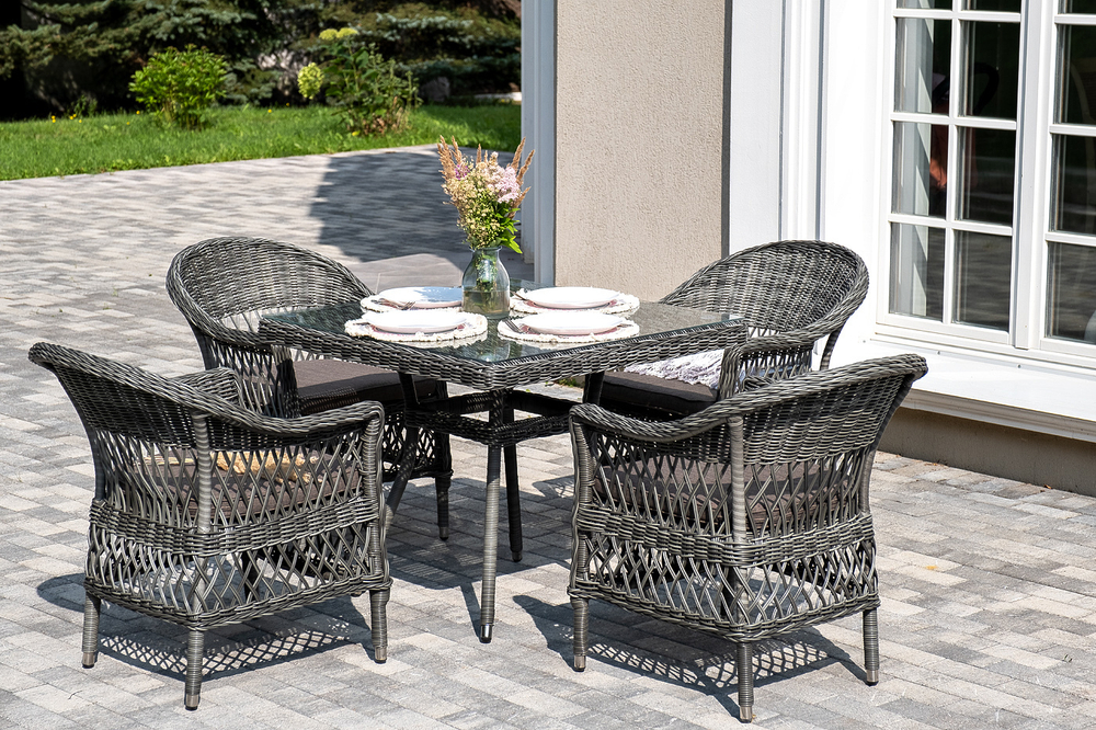 "Сицилия" обеденная группа плетеная, цвет графит