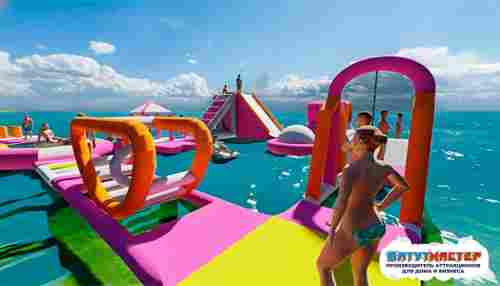 Надувной аквапарк «Морская звезда» с горками 22×20×4 м