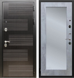 Входная металлическая дверь с зеркалом RеX (РЕКС) Премиум 185 ФЛ-185 Венге/ Пастораль бетон темный 16 мм