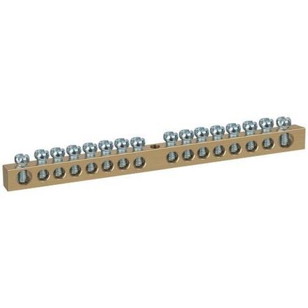 Шина NO-122-18 PEN земля-ноль 6х9мм 16/1 латунная с креплениями по центру Эра Б0047232