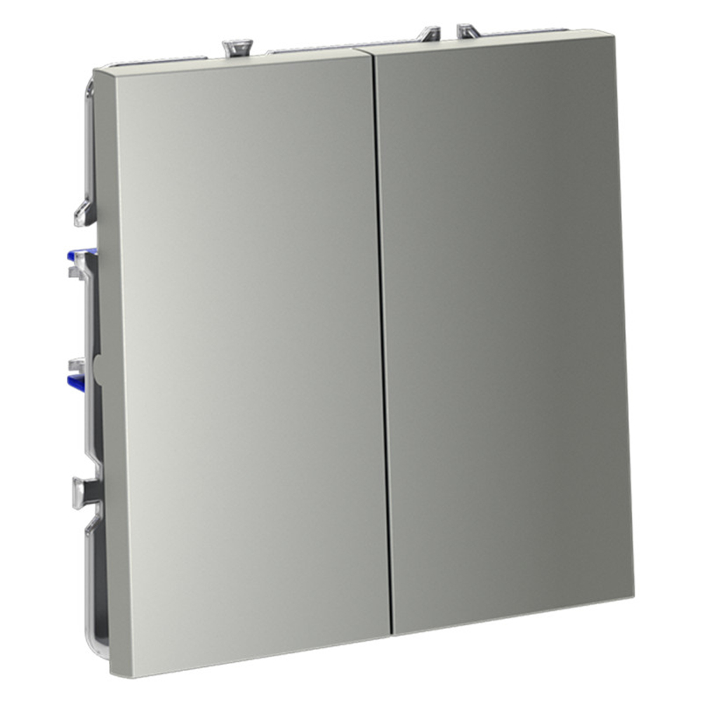 Выключатель с самовозвратом встраиваемый VOLTUM S70 двухклавишный 10А, (сталь)