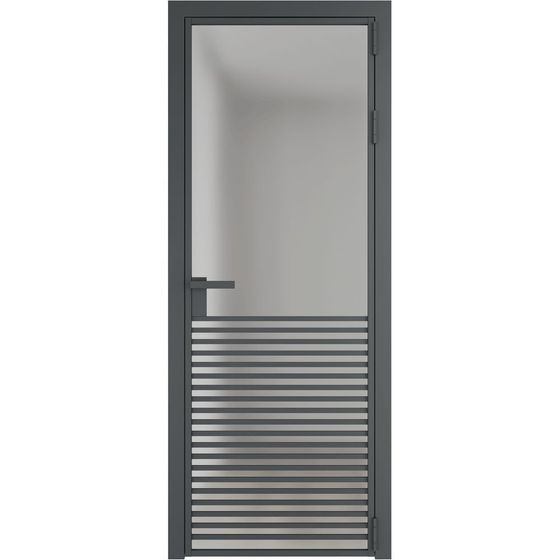 Алюминиевая дверь 16AG серая ночь стекло матовое