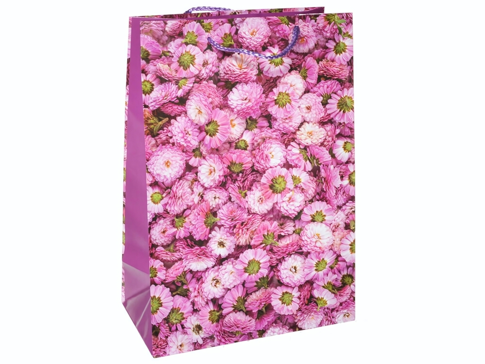 Пакет бумажный 20*30*10см с ручками "Цветы" микс