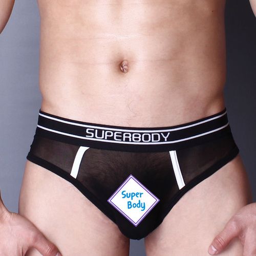 Мужские трусы брифы черные Superbody Black Transparent