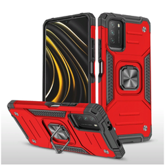 Противоударный чехол Strong Armour Case с кольцом для Xiaomi Redmi 9T / Redmi Note 9 4G (Красный)