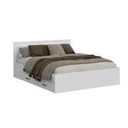 Кровать двойная с ящиками Бали, Белый шагрень