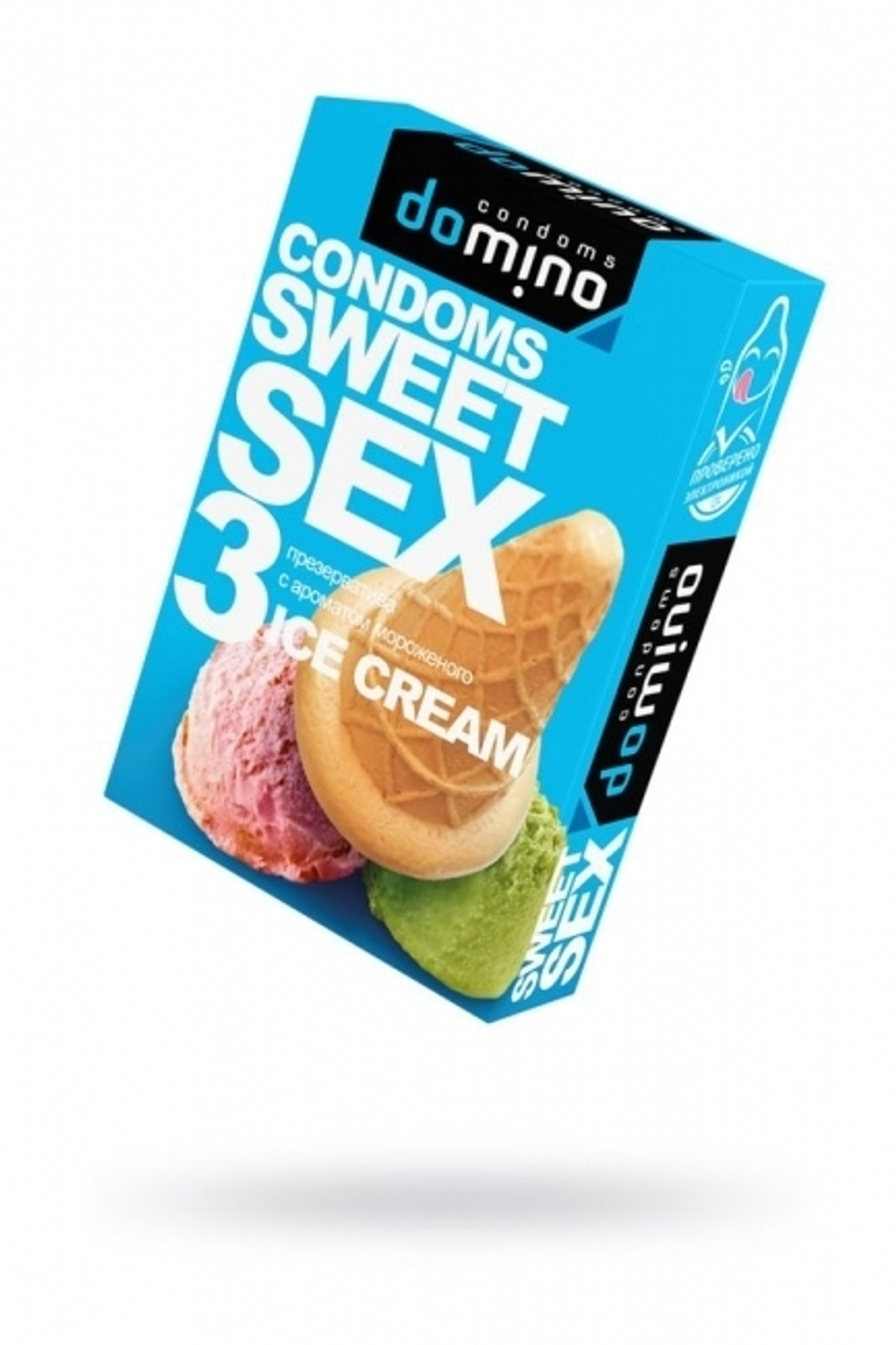 Презервативы Domino, sweet sex, латекс, мороженое, 18 см, 5,2 см, 3 шт. (Цвет: прозрачный)