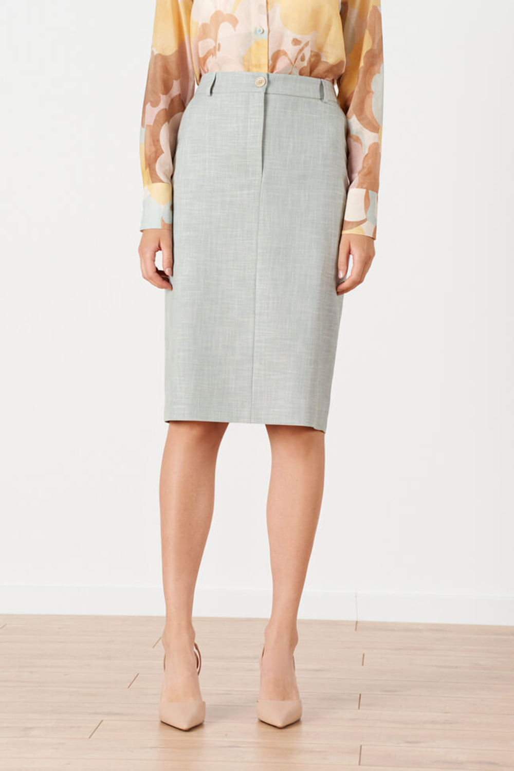 4877 Юбка женская (серо-зеленый)