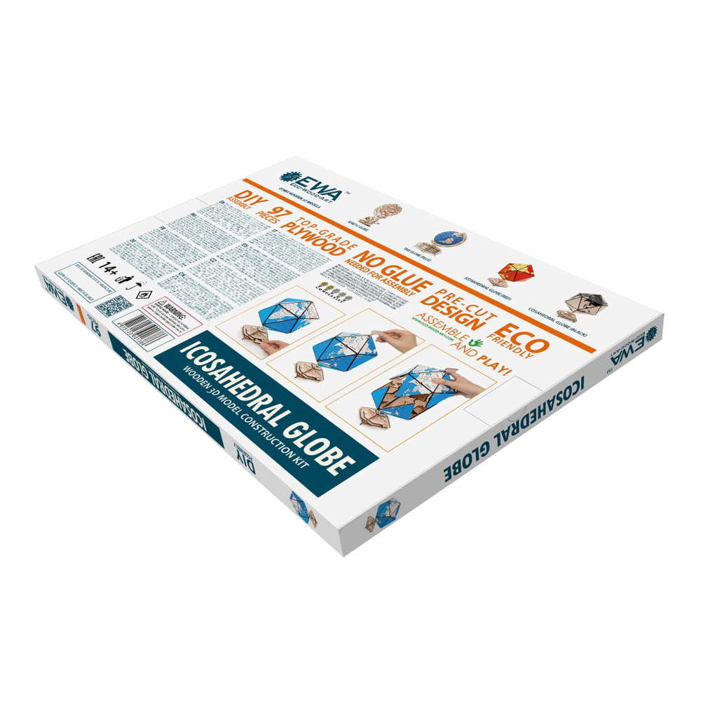 Деревянный конструктор Синий глобус Икосаэдр с секретом (EWA)