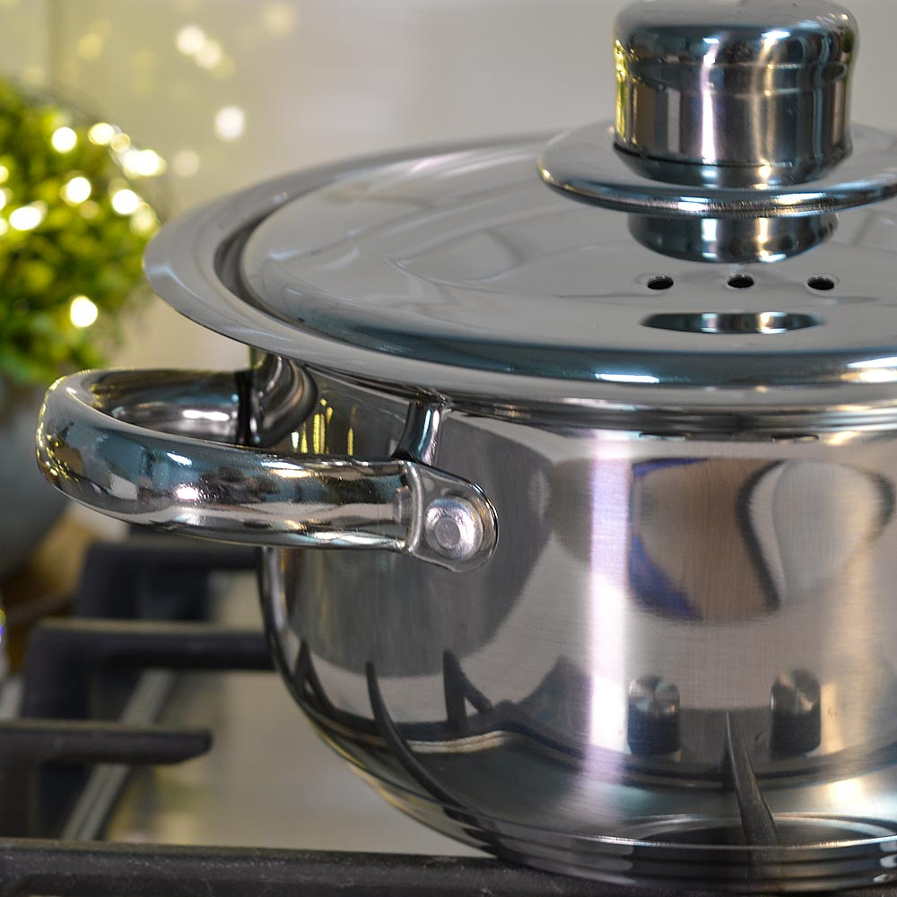 Кастрюля 1,8л нерж "Астра", d16см, h9см с металлической крышкой, ТРС, капсульное дно, индукция