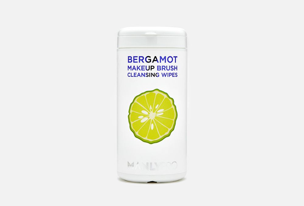 Экспресс очищающие салфетки для кистей с маслом Бергамота ManlyPro BERGAMOT Makeup Brush Cleansing Wipes K014 / 100 шт.