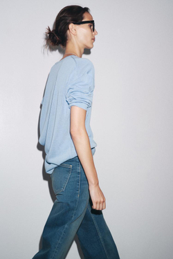 ZARA ТРИКОТАЖНЫЙ ДЖЕМПЕР ОВЕРСАЙЗ, ГОЛУБОЙ