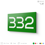 Номер на дверь 332, табличка на дверь для офиса, квартиры, кабинета, аудитории, склада, зеленая 120х70 мм, Айдентика Технолоджи