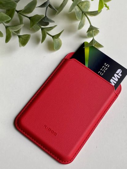 Кожаный чехол - бумажник K-DOO LEATHER WALLET MagSafe красный