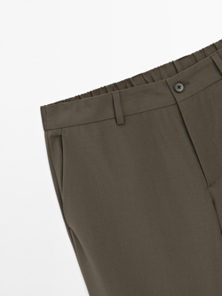 Massimo Dutti Брюки Total Look из смесовой шерсти, темный хаки