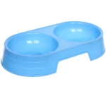 Миска пластиковая двойная «Мр. Марли», цвет голубой, 27*14*4,5см