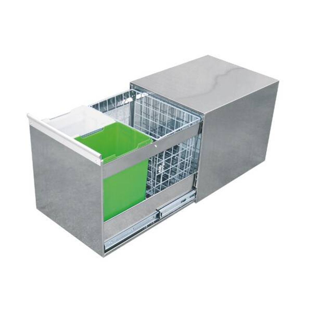 Ведро для мусора (2х10л + сетка 24л) выдвижное, сталь нержавеющая