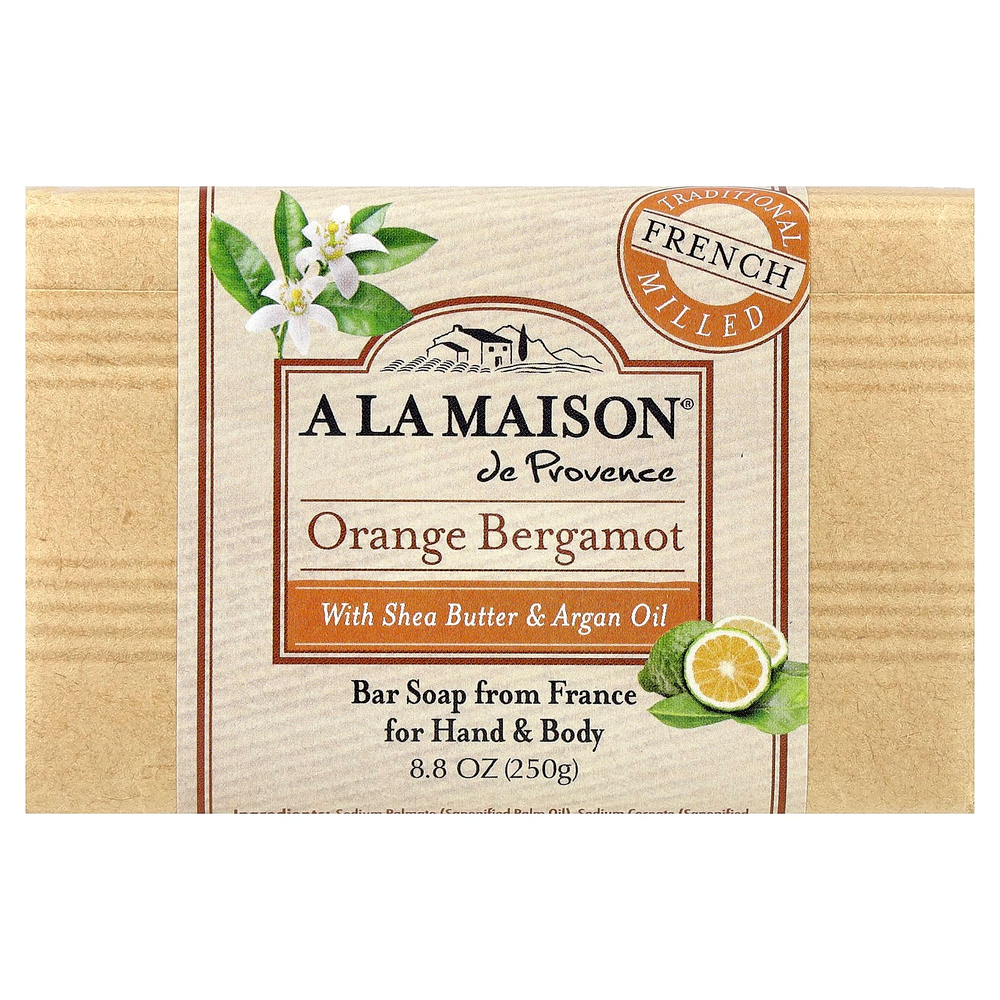 A La Maison de Provence, кусковое мыло для рук и тела, с ароматом апельсина и бергамота, 250 г (8,8 унции)