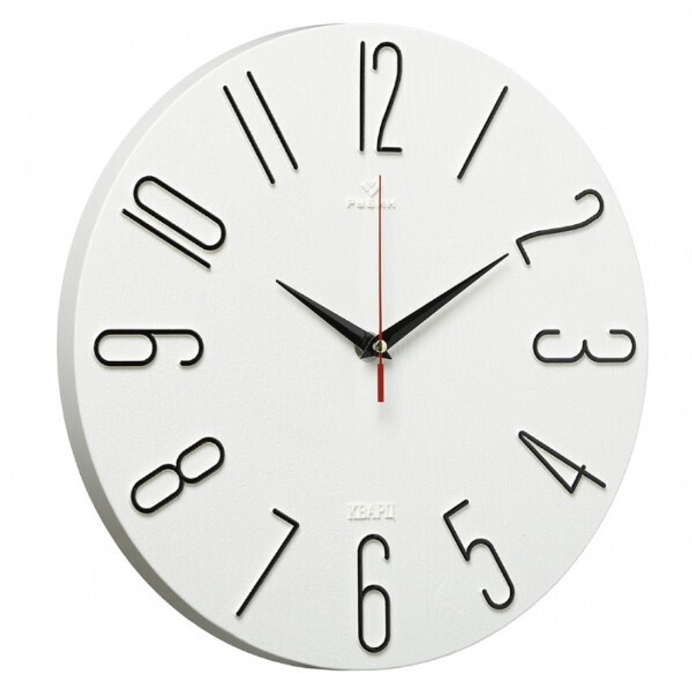 3010-001 Часы настенные d=30см, корпус белый+черный "Классика"