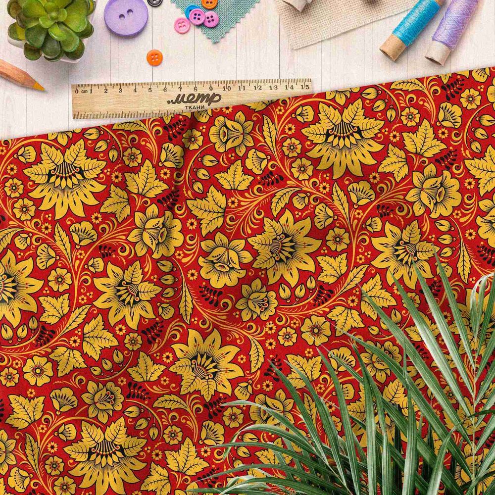 Ткань таффета царская хохлома