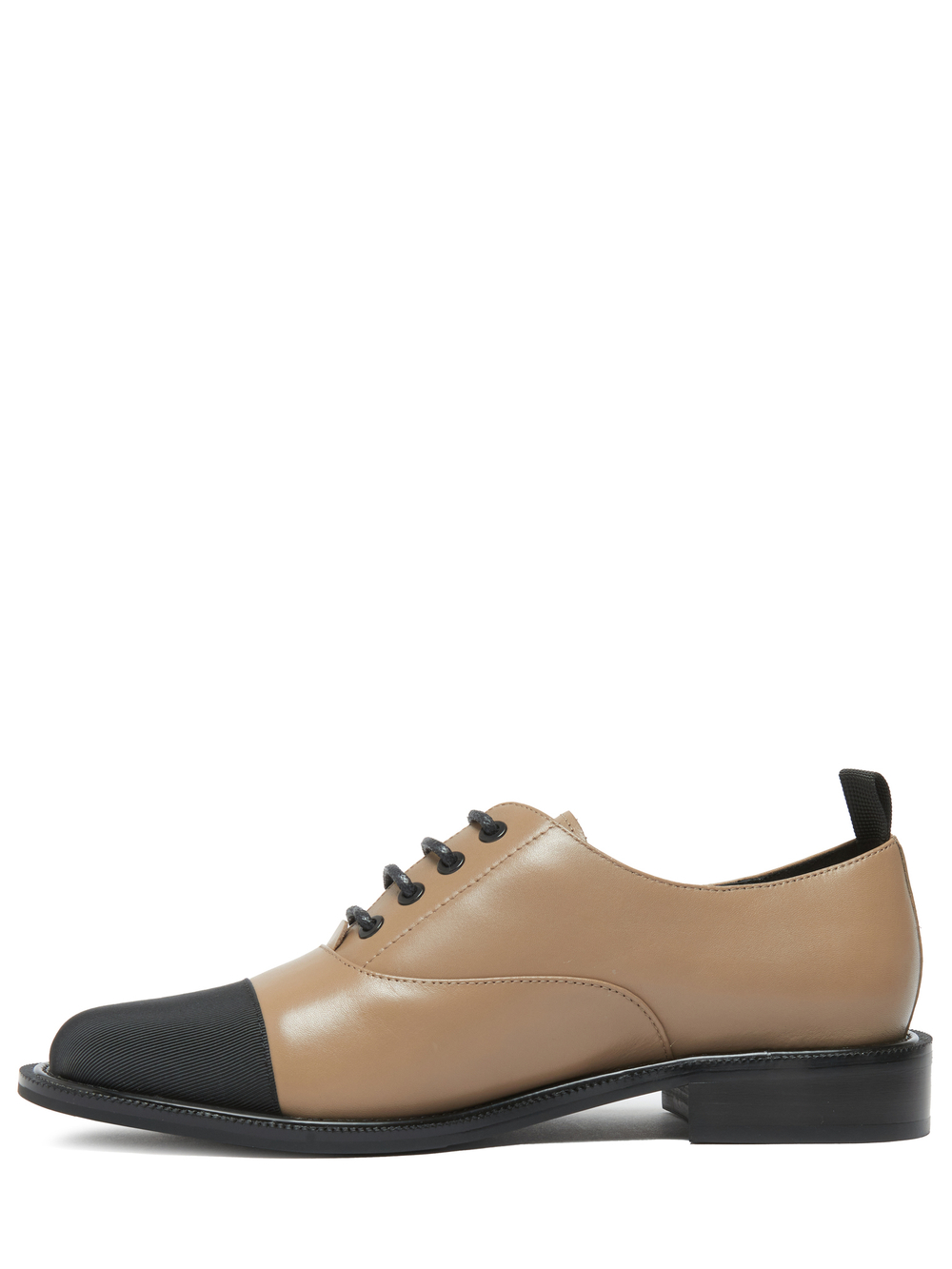 Женские комбинированные туфли темно-бежевые со шнурками