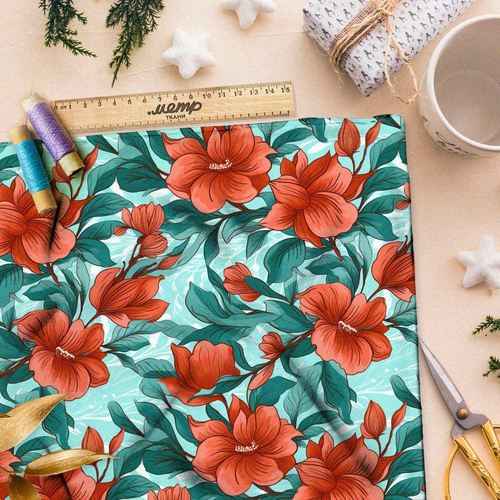 Ткань премиум мембрана танцующие цветы