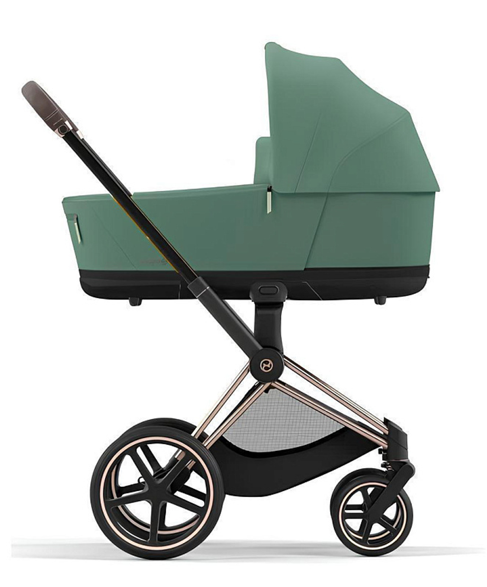 Коляска 3 в 1 Cybex Priam IV Rosegold complete и автокресло Aton S2 i-Size Moon Black Leaf Green