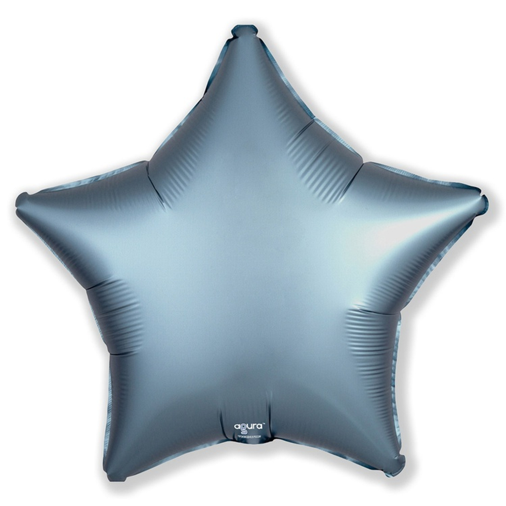 Р 18" Звезда Сатин Стальной синий 40 см.