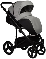 Детская коляска Indigo Tour Eco 3 в 1 с автокреслом Avionaut Cosmo Beige Te02 черная кожа+серая кожа