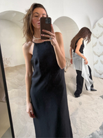 Платье макси черный шёлк