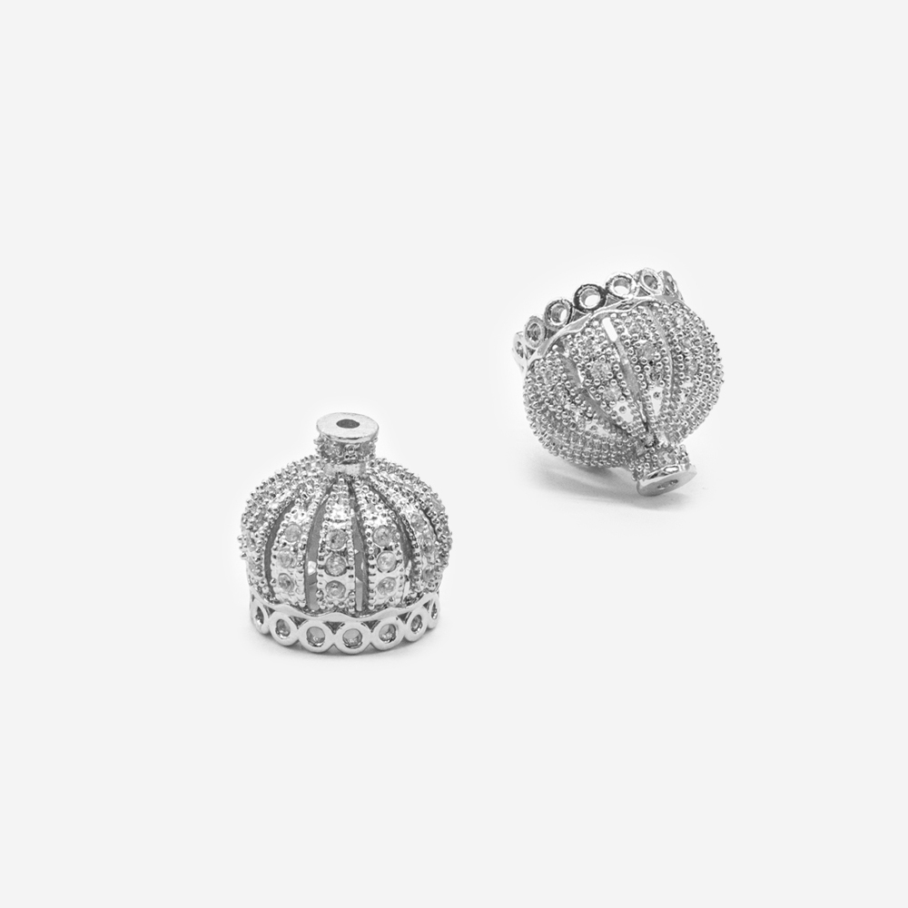 Шапочка-концевик 11мм, фианиты, родирование