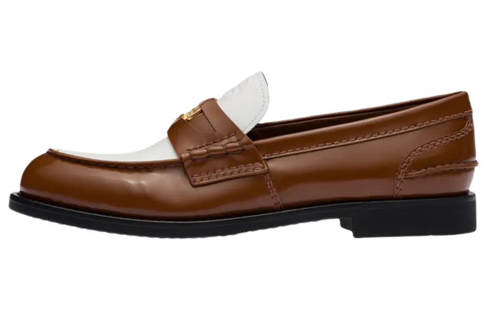 MIU MIU Penny Leather Women"s Casual Shoes Women"s White Brown