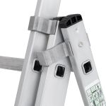 Лестница-стремянка 3 x 8 ступеней, трехсекционная Новая высота NV 1230, алюминиевая, 2,14 - 4,74 м, 46493---