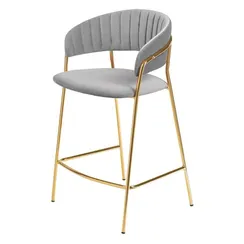 Полубарный стул Drixen серый велюр с золотыми ножками