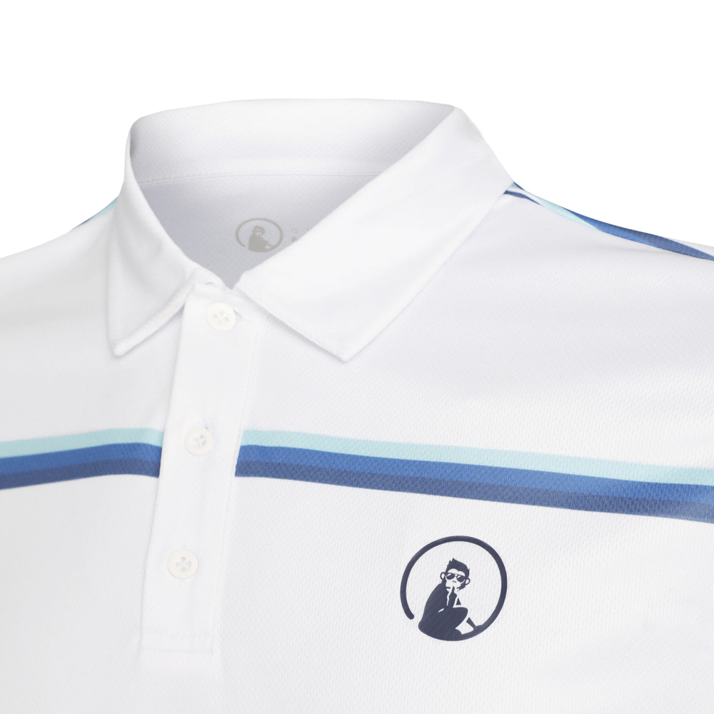 Мужское теннисное поло Quiet Please Ocean AOP Stripe Tournament Polo Men - White, Dark Blue
