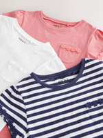Футболка для девочки Next AG5-835, 3 шт., Розовый, Синий, Белый