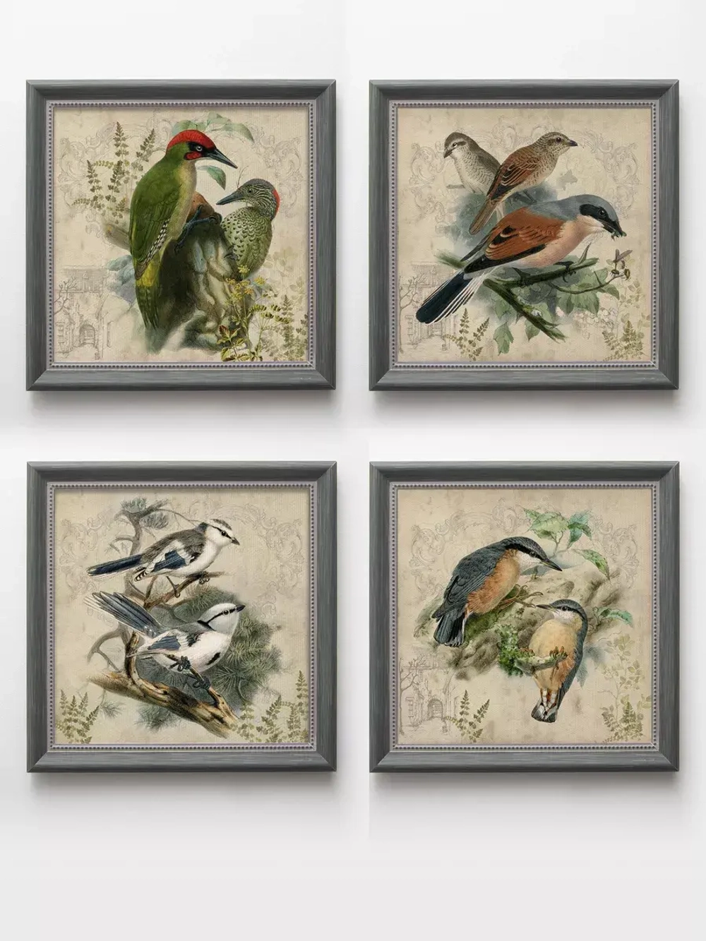 Картины на стену интерьерная на холсте 4 шт, 23*23 см