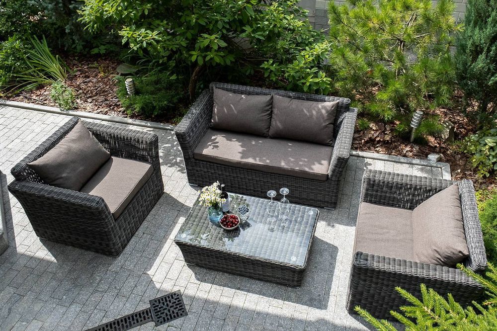 "Капучино Cингл" лаунж-зона из искусственного ротанга, цвет графит