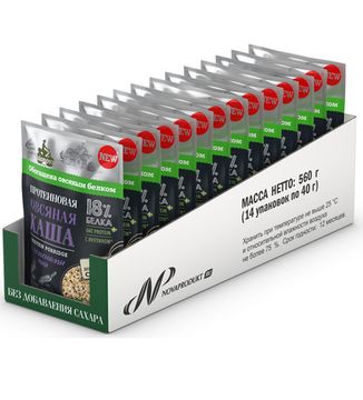 Протеиновая каша быстрого приготовления "Bionova" овсяная с семенами Чиа, 40г. (шоубоксами по 14шт)