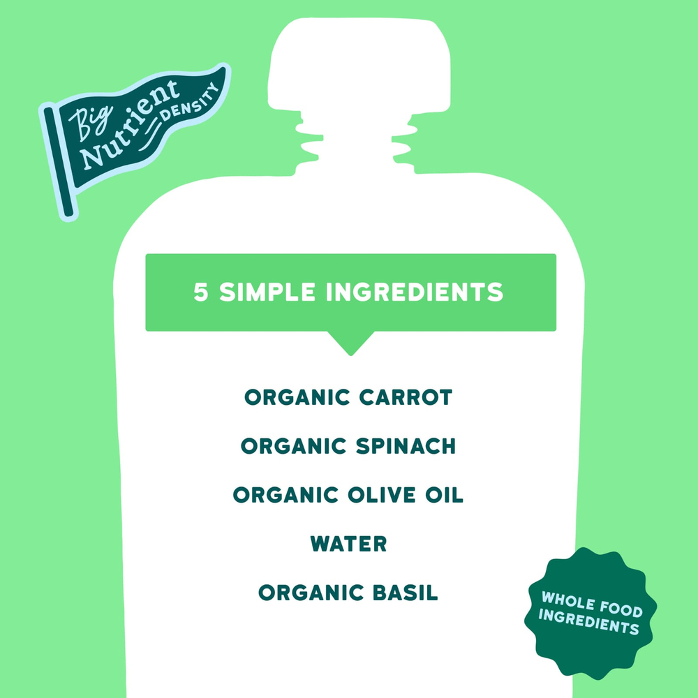 Serenity Kids, органическая морковь, шпинат и базилик с оливковым маслом, для детей от 6 месяцев, 99 г (3,5 унции)